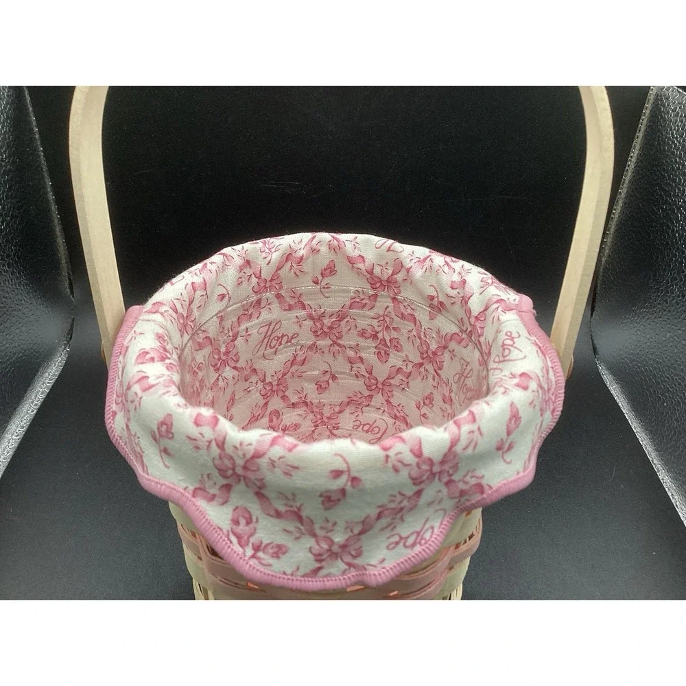 VTG 2002 ACS Longaberger Basket Pink White Fabric Liner Plastic Insert-5